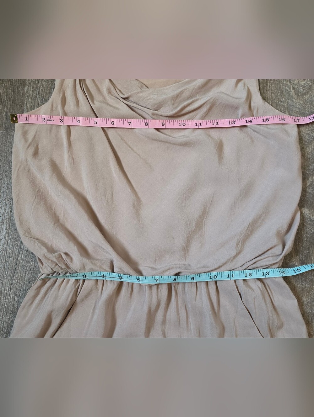 Theory Jaylyn Sleeveless Drape Neck Midi Dress Womens M Taupe Pockets Minimalist - Picture 8 of 11